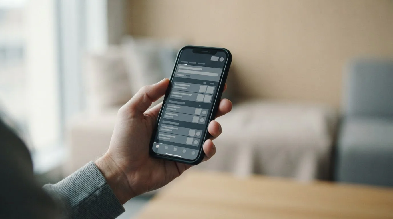 Smartphone mit neutraler Wett-App-Oberfläche auf minimalem Hintergrund