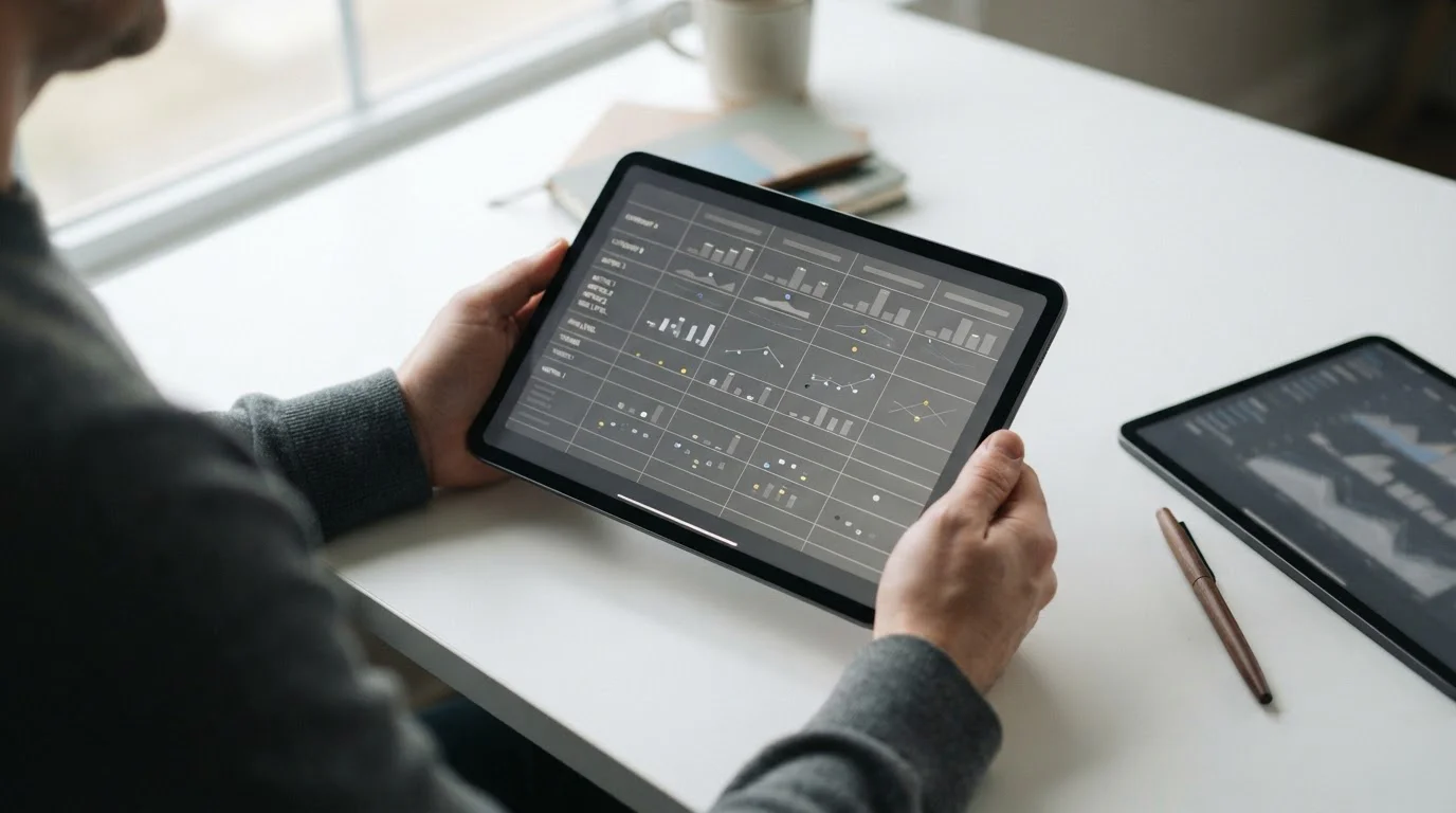 Person vergleicht verschiedene Sportwetten-Anbieter auf dem Tablet