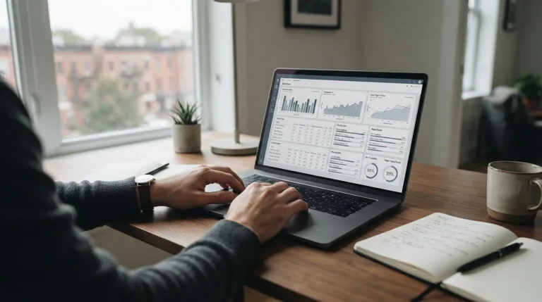 Laptop mit Statistiken und Datenanalyse für Sportwetten-Prognosen