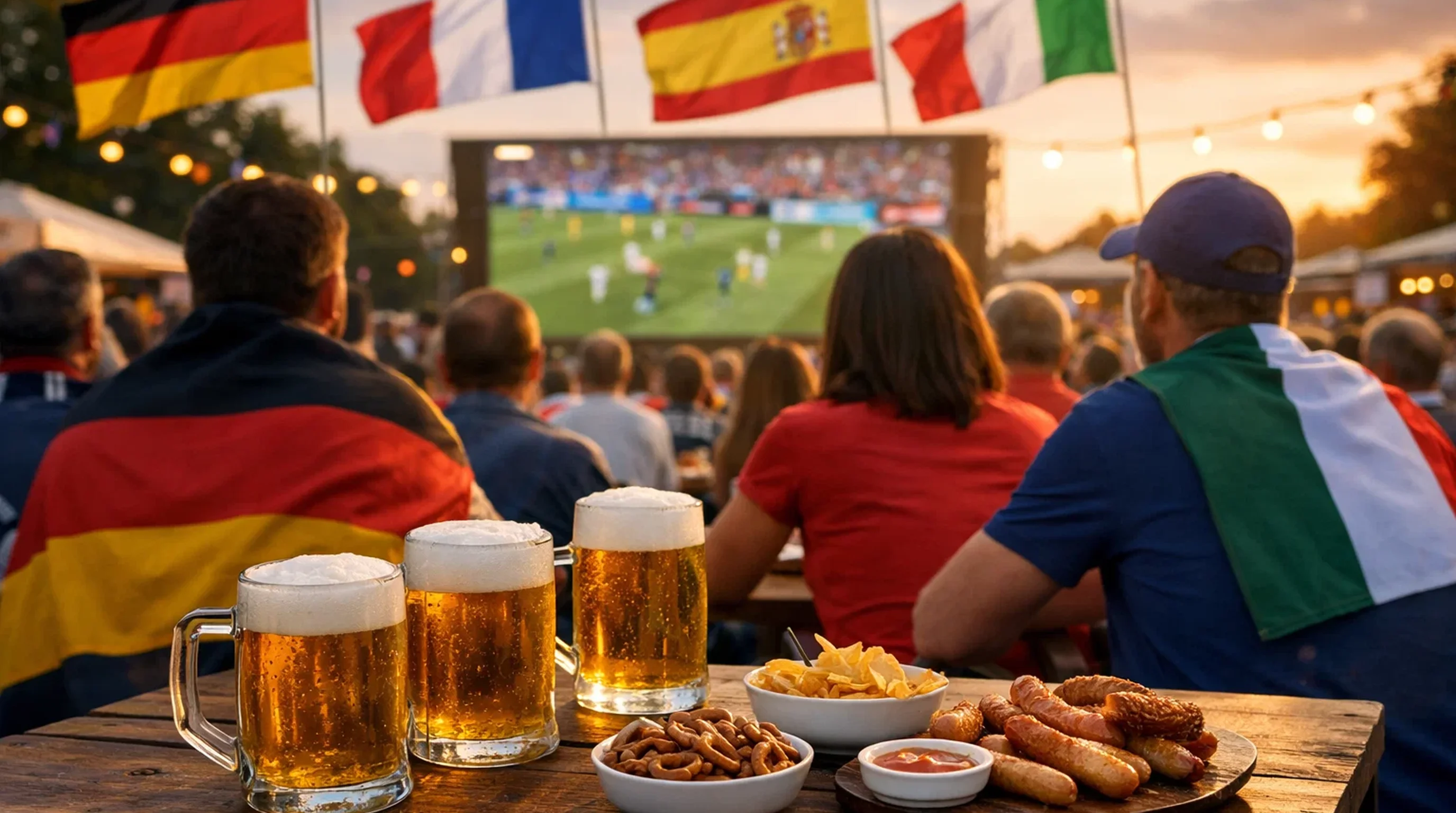 Europameisterschaft – Fans mit Nationalflaggen im Stadion