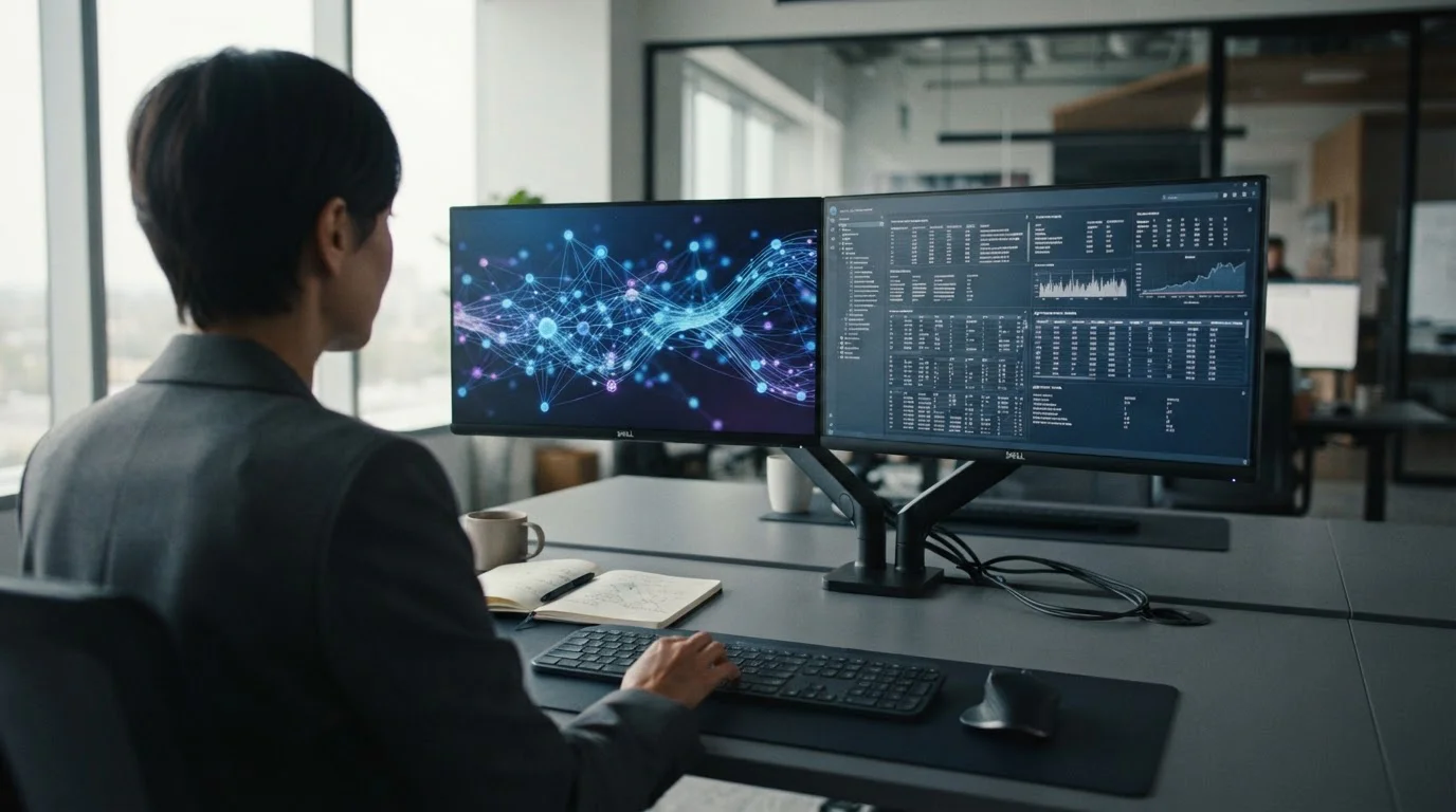 Schematische Darstellung von KI-Algorithmen und Datenverarbeitung für Wettprognosen