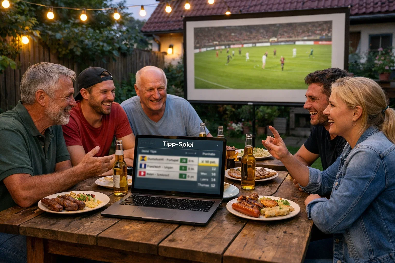 Tippspiel mit Freunden – Gruppe schaut Fußball und tippt
