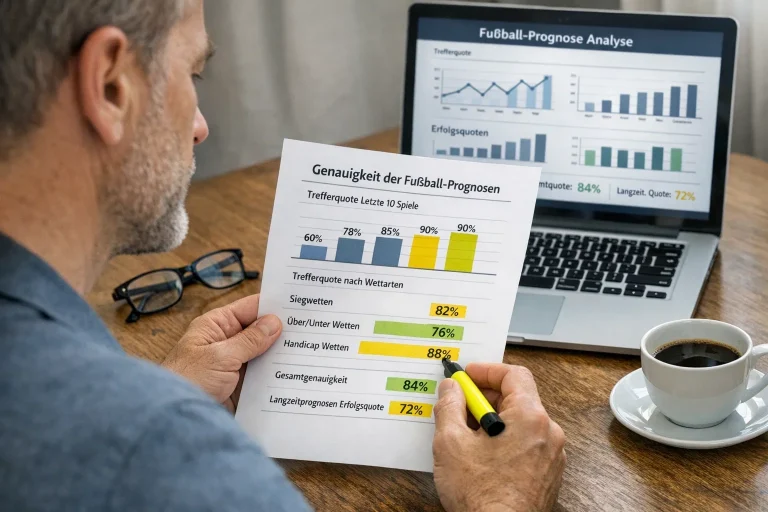 Tippspiel-Statistik – Person analysiert eigene Trefferquote