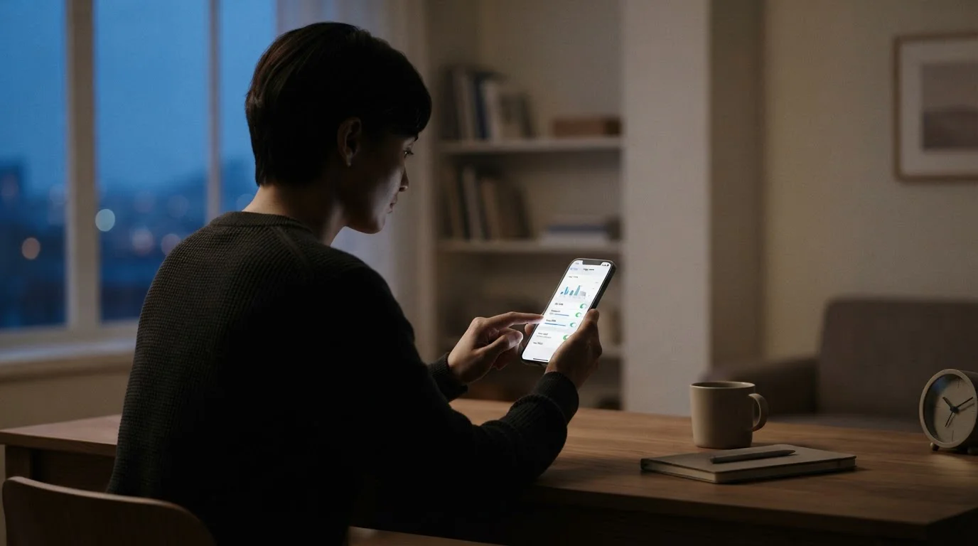 Person setzt sich bewusst Limits in einer Wett-App auf dem Smartphone