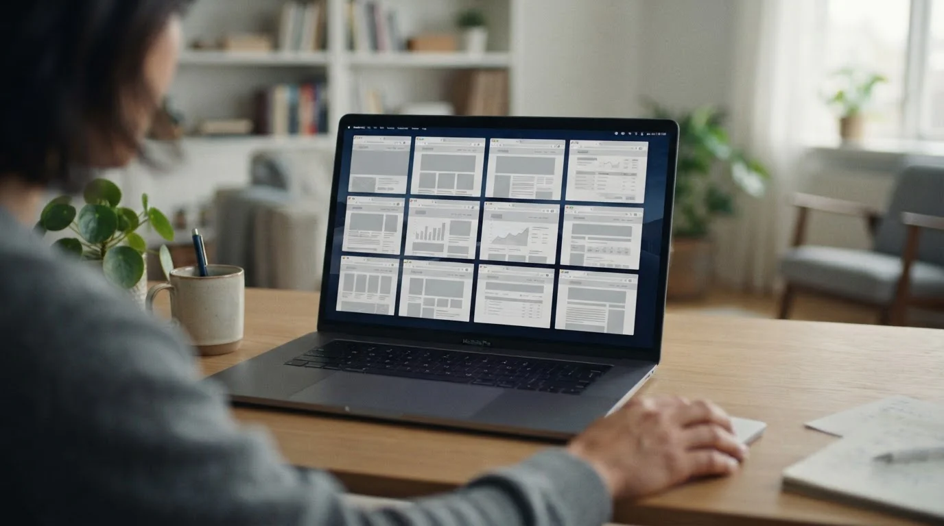 Mehrere neutrale Browser-Fenster nebeneinander für den Vergleich von Wettanbietern