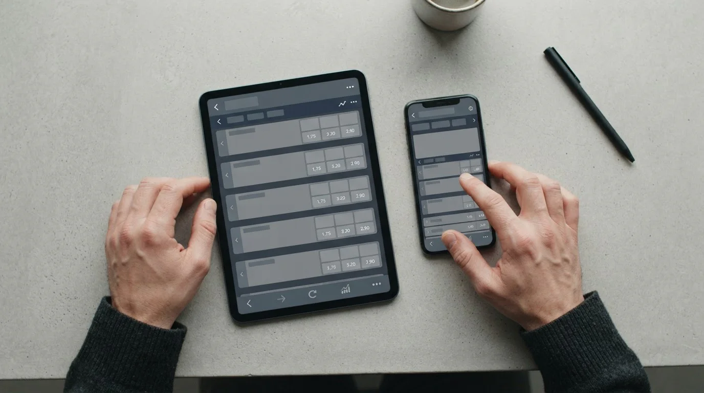 Vergleich verschiedener Wettanbieter-Apps auf Tablet und Smartphone