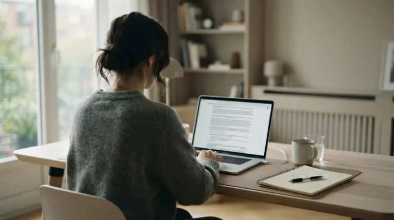Person analysiert Bonusbedingungen für Wettguthaben ohne Einzahlung am Laptop