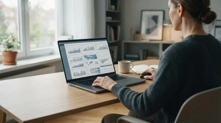 Analytische Darstellung von Wettprognosen mit Datenvisualisierung auf einem Laptop-Bildschirm